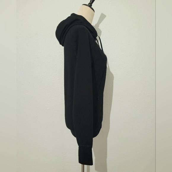 Sweaty Betty Oversize Black Hoodie Pullover XS Zip Pocket Cowl Neck Merino Blend - Picture 3 of 14